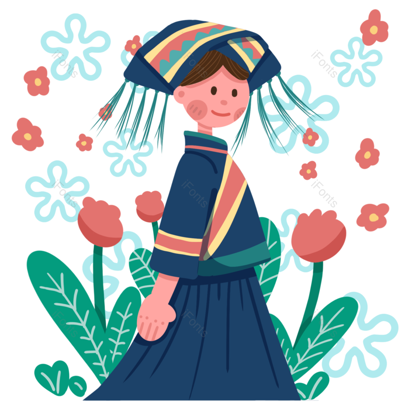 民族风图片,少数民族元素,卡通人物PNG,免抠素材